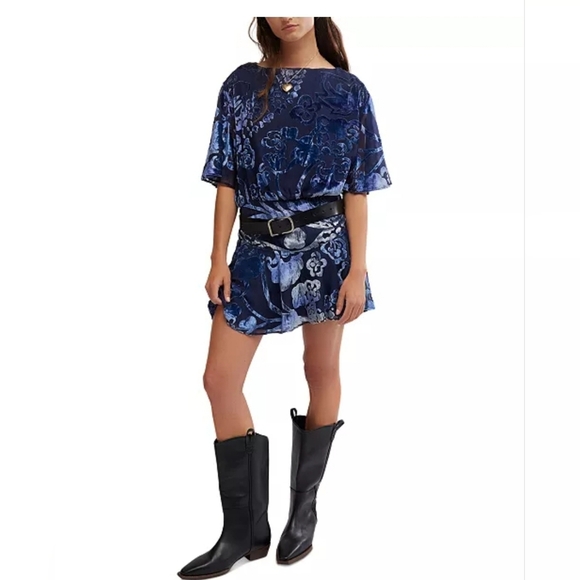 Free People Manuka Velvet Burnout Mini Dress - Picture 2 of 6